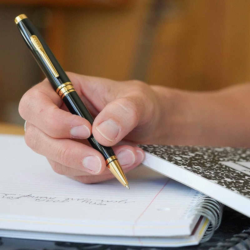 Cross قلم حبر جاف كروس كوفنتري أسود لامع مع لمسة ذهبية - Image 2