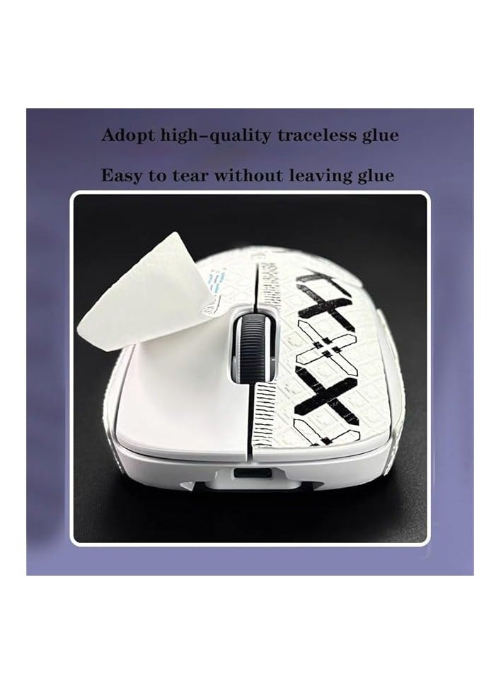 erorex Anti Slip Mouse Tape Compatible with PRO X Superlight Wireless Gaming Mouse, Sweat Absorption Mouse Sticker, Semi-packet Coverage Mouse Stickers (White printing) - Image 1