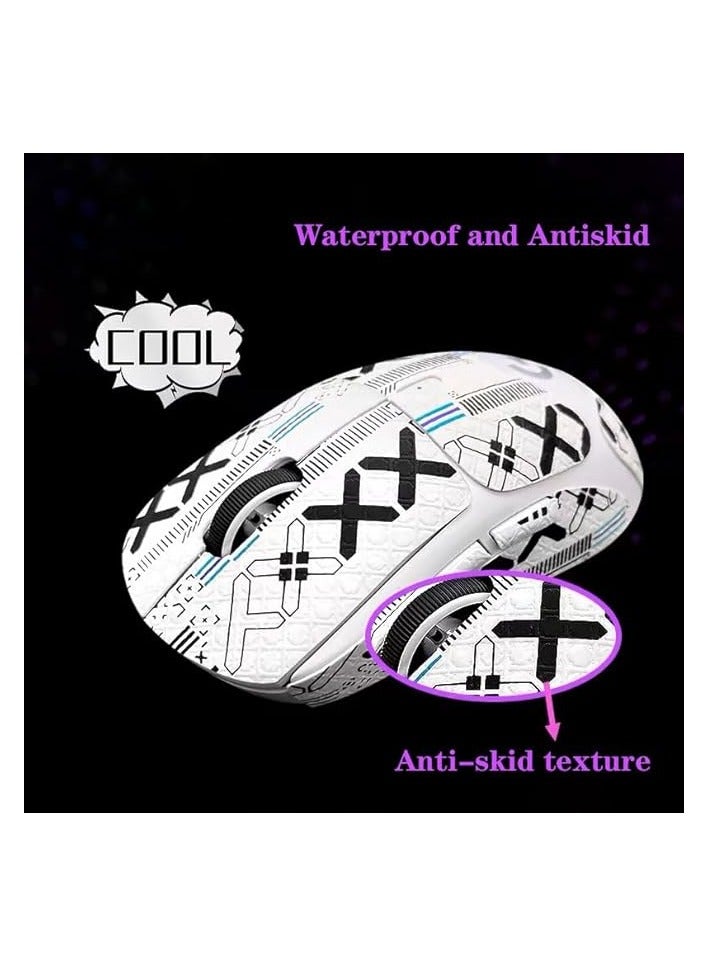 erorex Anti Slip Mouse Tape Compatible with PRO X Superlight Wireless Gaming Mouse, Sweat Absorption Mouse Sticker, Semi-packet Coverage Mouse Stickers (White printing) - Image 2