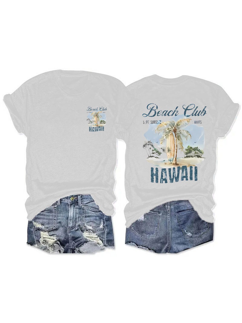 Summer Women'S Summer Scenery Pattern Round Neck Short Sleeve Leisure Fashion Explosion T-Shirt - Image 1