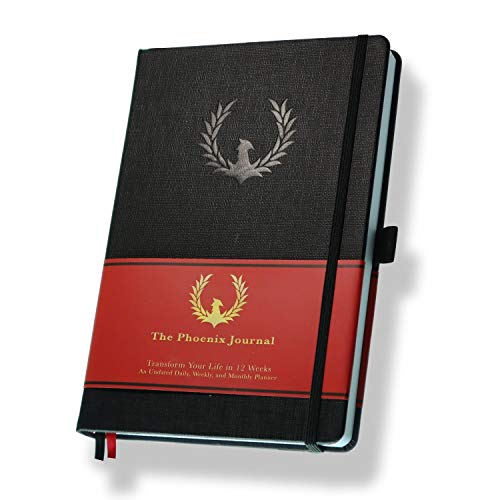 Phoenix Planner The Phoenix Journal - Best Daily Goal Planner, Organizer, & Calendar for Goal Setting, Gratitude, Happiness, & Productivity - Vision Board & Habit Tracking - 12 Weeks, Undated, Hardcover - Black - Image 1