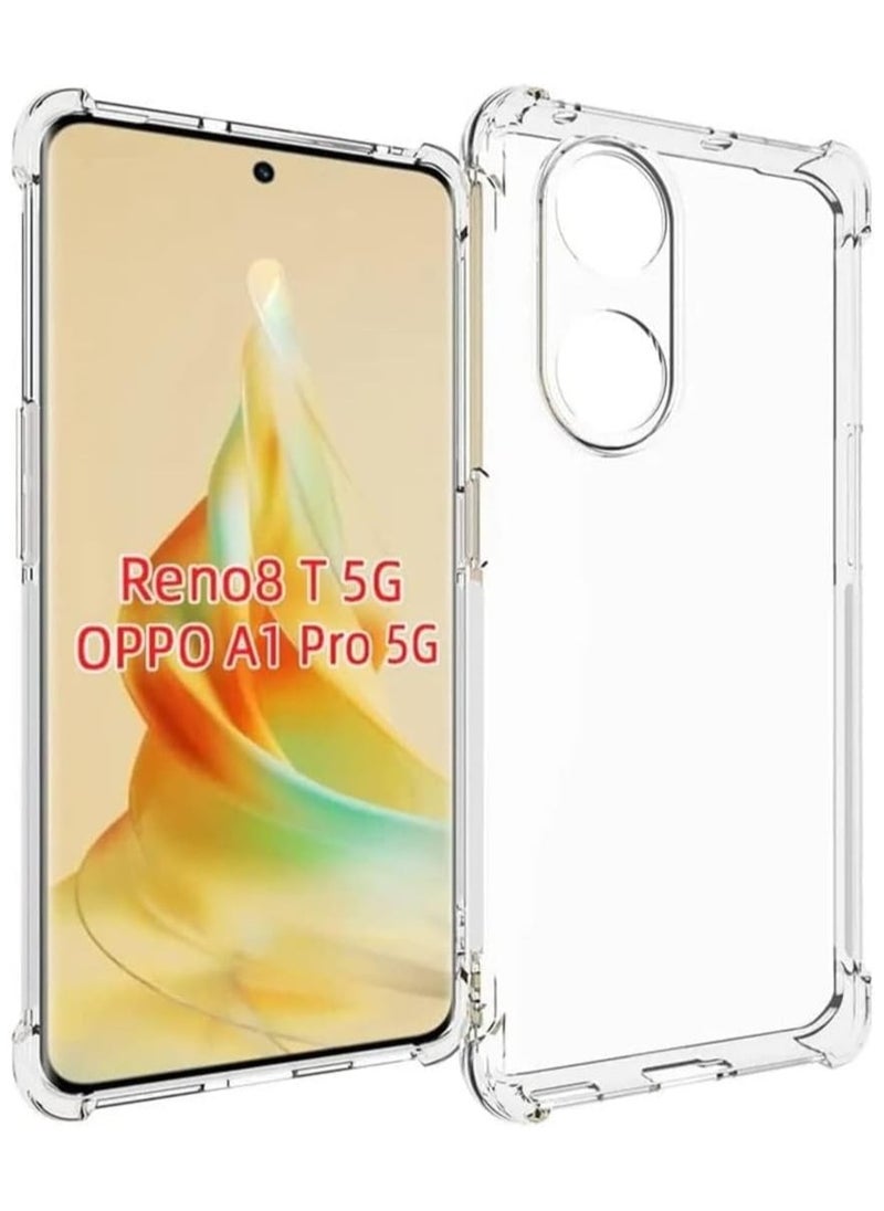 Crystal Clear Case for OPPO Reno 8T 5G / OPPO A1 Pro 5G Clear Slim Thin TPU Four Corners Protective Cover Transparent Soft Cover