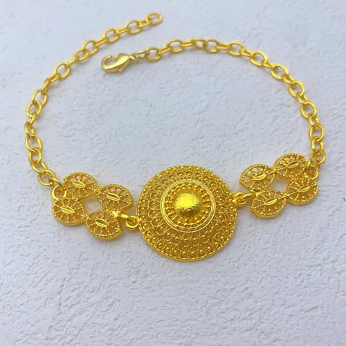 SUVAN JEWELRY Ethiopian Tassel 24k Gold Plated Jewelry Sets For Women Arabic Wedding Indian Bridal Dubai Necklace Earrings Bracelet Ring Set for Lady Wife Mother (S-399) - Image 4