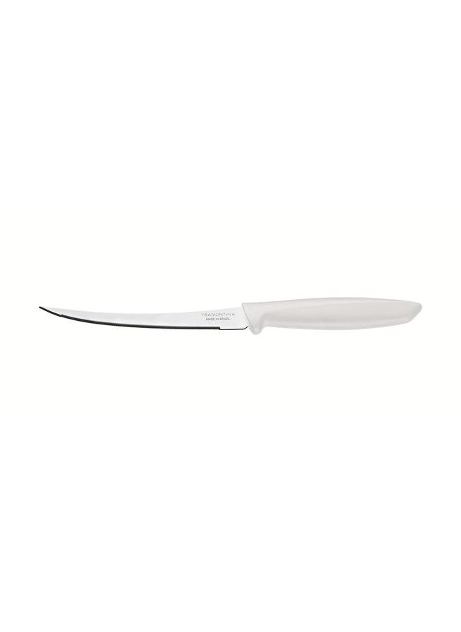 TRAMONTINA Since 1911,Made in Brazil- Plenus 5 Inches Tomato Knife with Stainless Steel Blade and White Polypropylene Handle  - Image 1