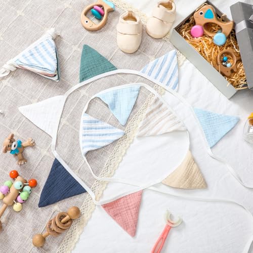 Oudain 15.5 ft Pennant Banner Flags, 2 Pcs Nursery Garland Triangle Bunting Flag Baby Banner for Nursery Decor Baby Birthday Boho Wedding Shower Party Event, Each 7.75 ft(Elegant Color) - Image 3