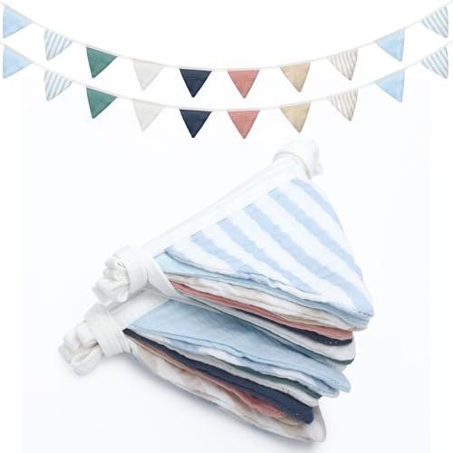 Oudain 15.5 ft Pennant Banner Flags, 2 Pcs Nursery Garland Triangle Bunting Flag Baby Banner for Nursery Decor Baby Birthday Boho Wedding Shower Party Event, Each 7.75 ft(Elegant Color) - Image 1
