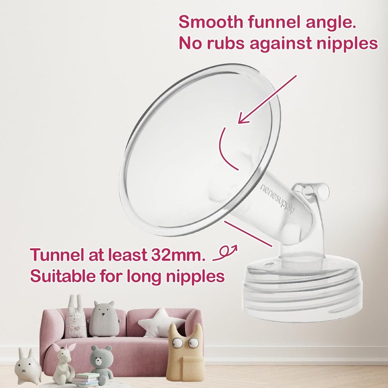 Nenesupply 24mm 2 pc Flanges Compatible with Spectra S2 S1 9 Plus Synergy Gold Breastpump Replacement to Spectra Pump Parts Flange Accessories Wide Mouth Work with Valve Backflow Protector Bottle - Image 2