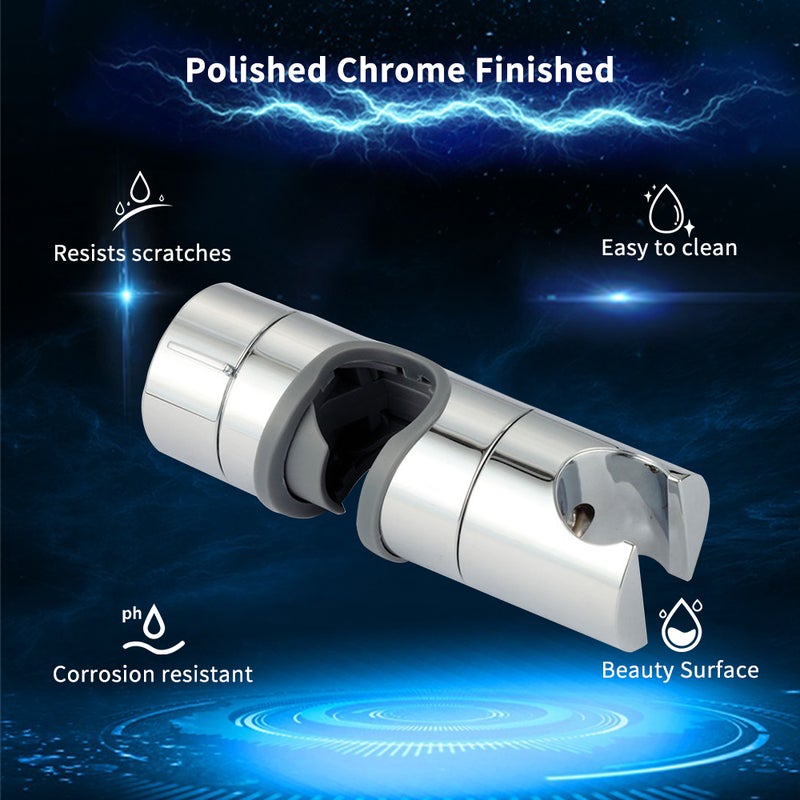 Adjustable Hand Shower Bracket for Slide Bar 18-25MM Diameter Polished Chrome Replacement Handheld Shower Head Holder - Image 2