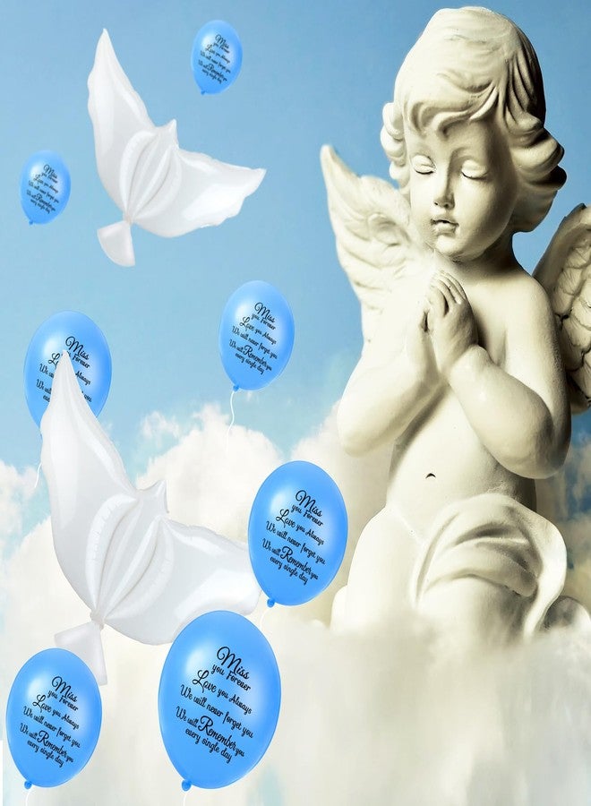 Skylety 36 Pieces Memorial Balloons with 4 Pieces Peace Dove Balloons Pigeon Bird Balloons Funeral Remembrance Helium Balloons for Condolence, Funeral, Anniversary, Memorial Services (Blue) - Image 5