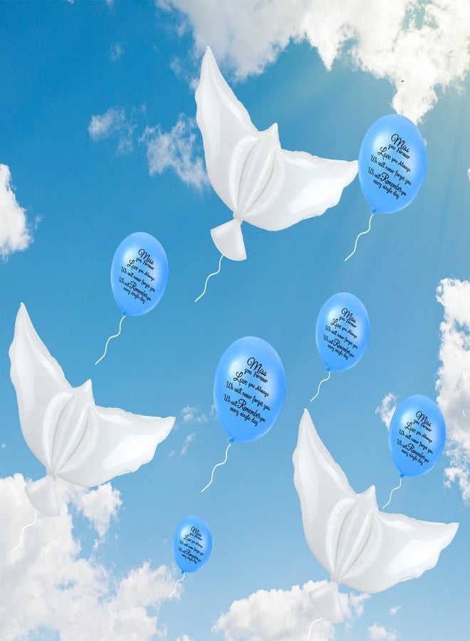 Skylety 36 Pieces Memorial Balloons with 4 Pieces Peace Dove Balloons Pigeon Bird Balloons Funeral Remembrance Helium Balloons for Condolence, Funeral, Anniversary, Memorial Services (Blue) - Image 4