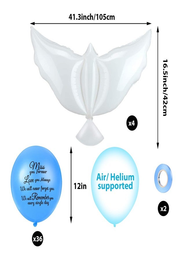 Skylety 36 Pieces Memorial Balloons with 4 Pieces Peace Dove Balloons Pigeon Bird Balloons Funeral Remembrance Helium Balloons for Condolence, Funeral, Anniversary, Memorial Services (Blue) - Image 2