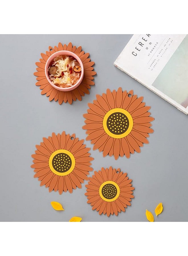 P-Plus International Silicone Trivets for Hot Mugs and Glasses Countertop Trivest Pads Sunflower Cup Holder Soft Rubber Coaster Set Silicone Coasters (Set of 2, Brown) - Image 5