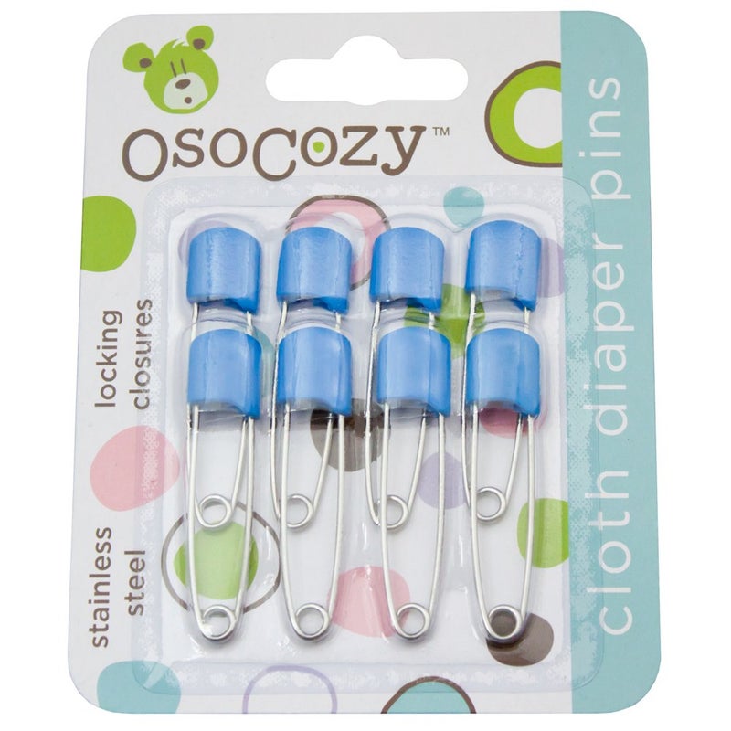 OsoCozy Diaper Pins - (Blue) - Sturdy, Stainless Steel Diaper Pins with Safe Locking Closures - Use for Special Events, Crafts or Colorful Laundry Pins - Image 1