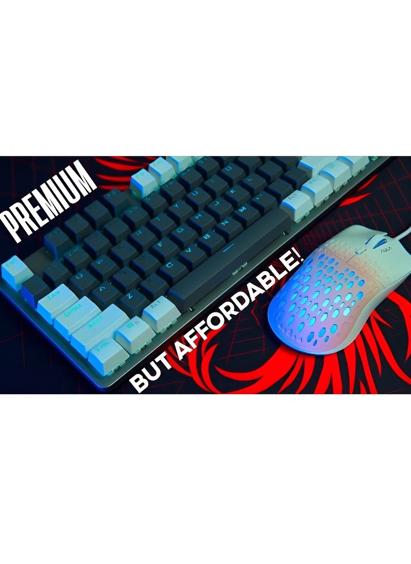 AULA - AULA Wind S11 Pro Wired Gaming Mouse - RGB Backlight with Colorful Effects - Lightweight Ergonomic Design - Adjustable DPI up to 3600 – white with babay blue. - Image 1