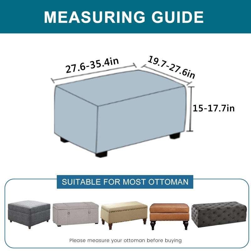KRFOONN Stretch Ottoman Cover Slipcovers Rectangle Fit Length 27"-35" Footrest Stool Covers Printed Ottoman Cover for Foot Stool Furniture Protector with Non Slip Elastic Bottom, Color 17 - Image 2