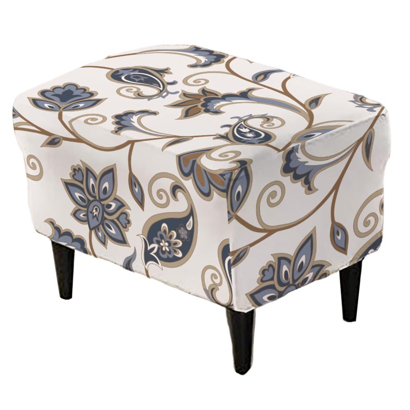 KRFOONN Stretch Ottoman Cover Slipcovers Rectangle Fit Length 27"-35" Footrest Stool Covers Printed Ottoman Cover for Foot Stool Furniture Protector with Non Slip Elastic Bottom, Color 17 - Image 1
