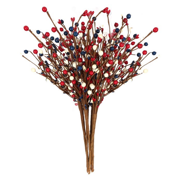 6 PCS ARTIFICIAL PIP BERRY STEMSAMERICA PATRIOTIC STEMS RED WHITE BLUE PIP BERRY STEMS FOR 4TH OF JULY DECOR INDEPENDENCE DAY DECOR