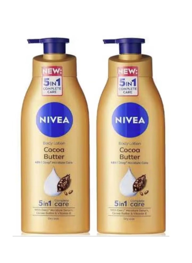Nivea 5 in 1 Cocoa Butter Body Lotion For Dry Skin 400 ml × 2 Pieces - Image 1