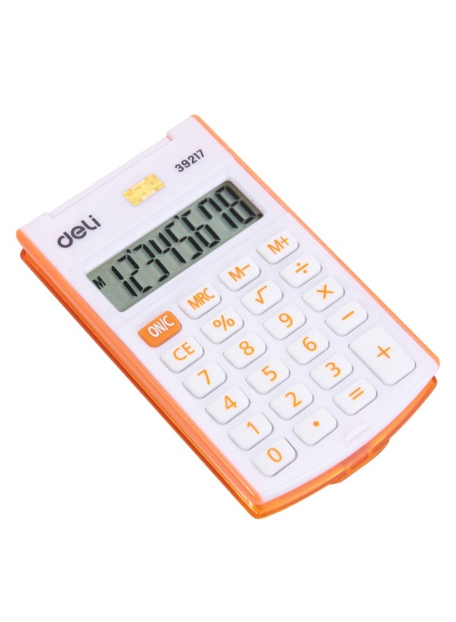 ديلي آلة حاسبة ديلـي E39217 قابلة للطي – حاسبة محمولة بـ 8 أرقام مع غطاء علوي، تصميم مدمج، هيكل بلاستيكي متين، باللون البرتقالي. - Image 5