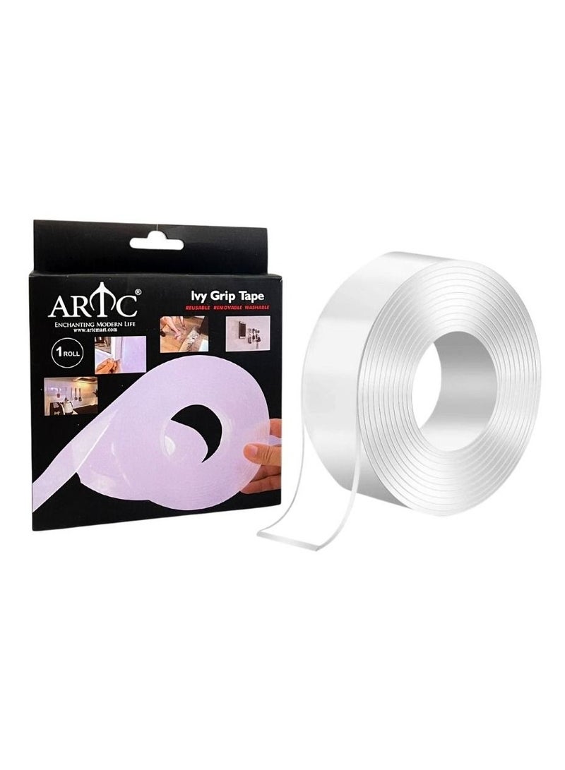 ARTC ARTC Worldwide Washable Double-sided Adhesive Removable Anti-slip Transparent Nano Gel Tape Pad Thickness Strong Sticky Strips Grip 3cm x 500cm - Image 1