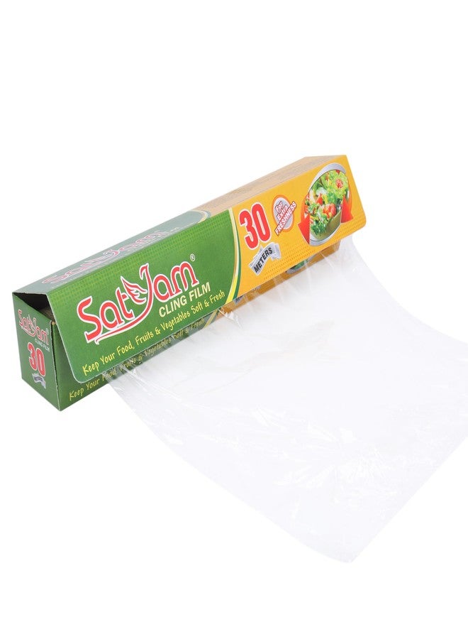 Satyam Cling Film, 30 Metres x 30 cm, Multipurpose Food Wrapping Paper Food Grade Wrap, Biodegradable Food Wrapping Roll Food Storage & Wrapping for Freshness (Pack of 1) - Image 5