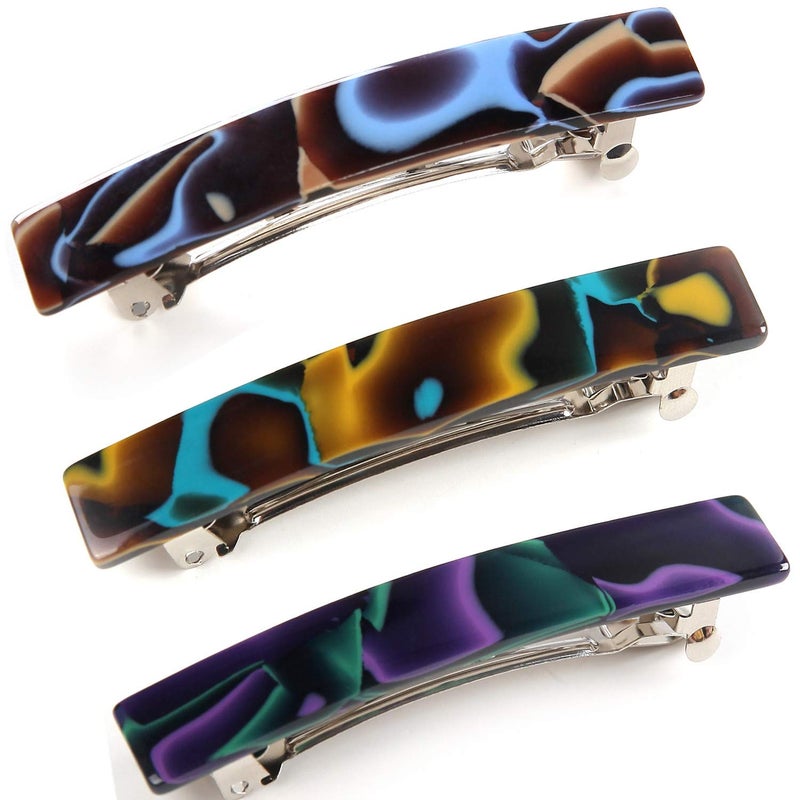 Fsmiling Hair Barrettes for Women French Hair Barrette Clip Small Acetate Hair Clips Barrette No Slip Hair Accessories 3-Pack - Image 1