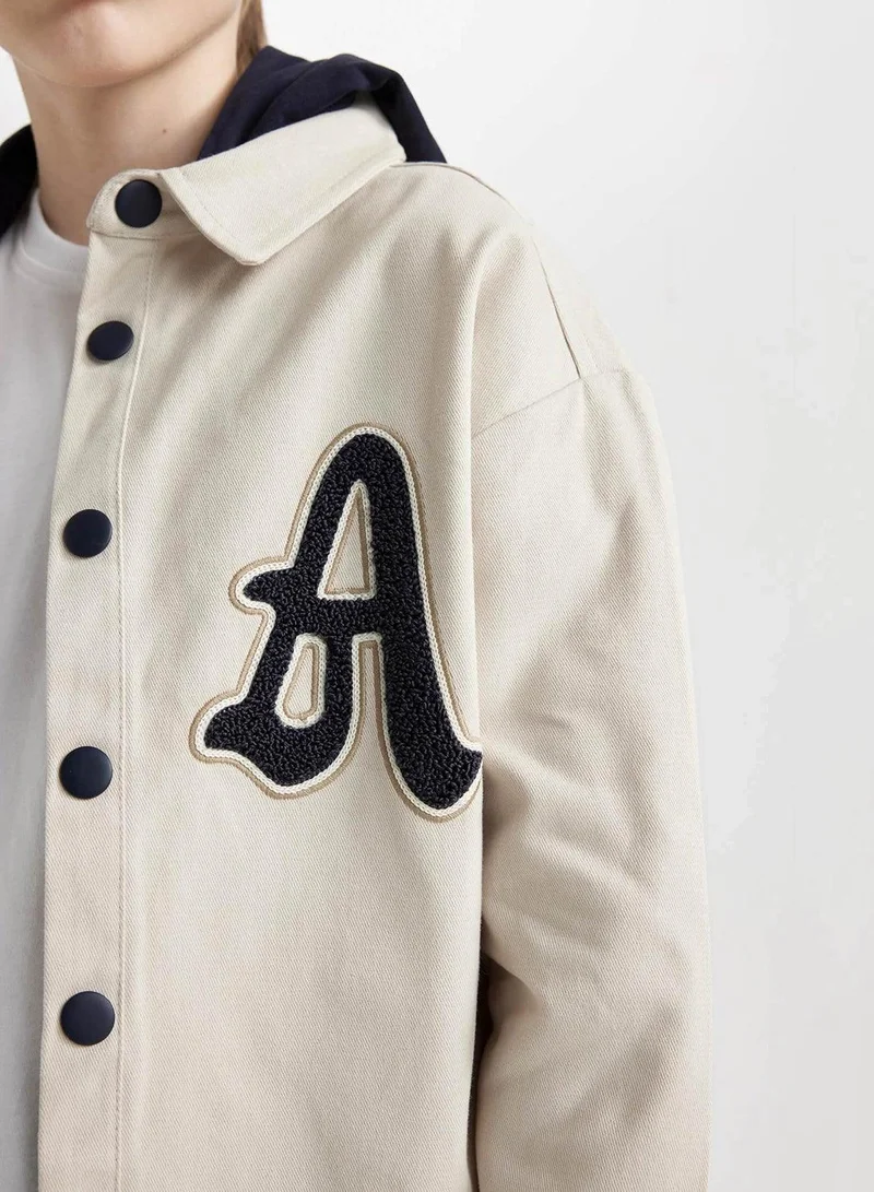 DeFacto  Oversized Fit Wide Hooded Gabardine Long Sleeve Shirt  | Best Price UAE