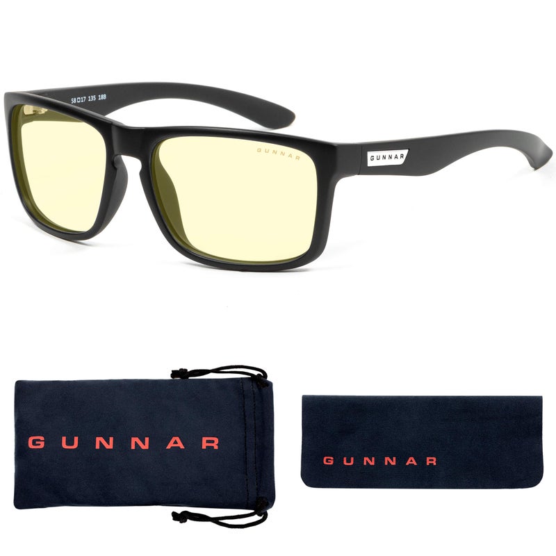 GUNNAR - Premium Reading Glasses - Blocks 65% Blue Light - Intercept, Onyx, Amber Lens, Pwr +1.5 - Image 1