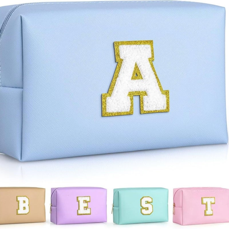 Portable PU Cosmetic Toiletry Bag with Alphabet Pattern, Large Capacity - Image 1