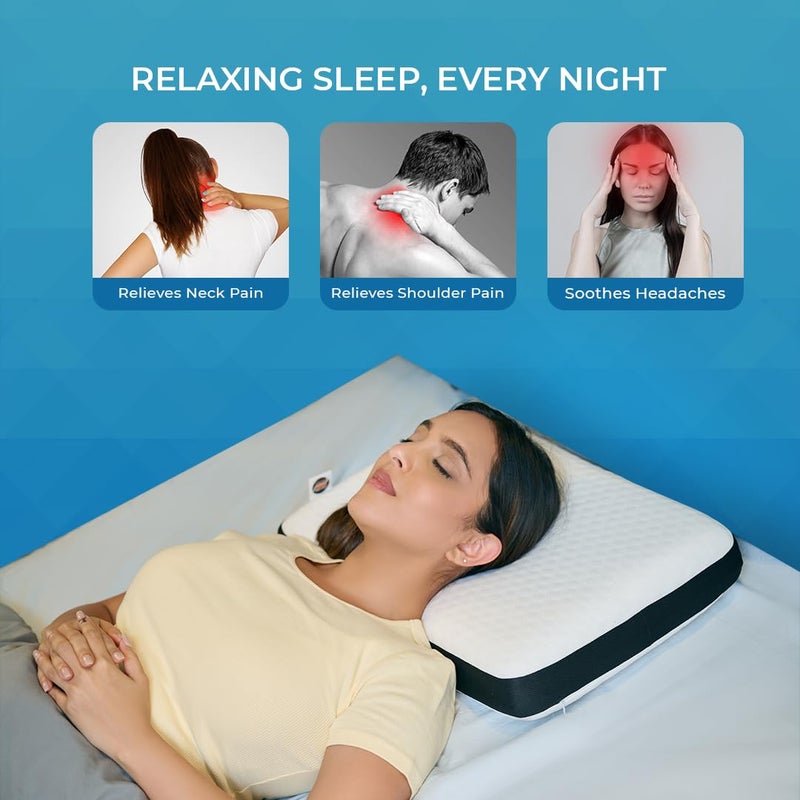 CareFoam وسادة CareFoam الطبية من رغوة الذاكرة للنوم المريح تخفيف آلام الرقبة والكتف مع غطاء جاكار أبيض قابل للإزالة 20 × 13 × 4 بوصة عبوة من 1 - Image 4