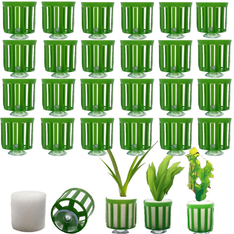 HAISENGO 24 Set Anti-Floating Aquarium Plant Rings, Aquatic Plants Fixed Rings with Suction, Aquarium Landscape Plastic Plant Fixing Aquarium Plant Weights Pot Fish Tank Accessories - Image 1