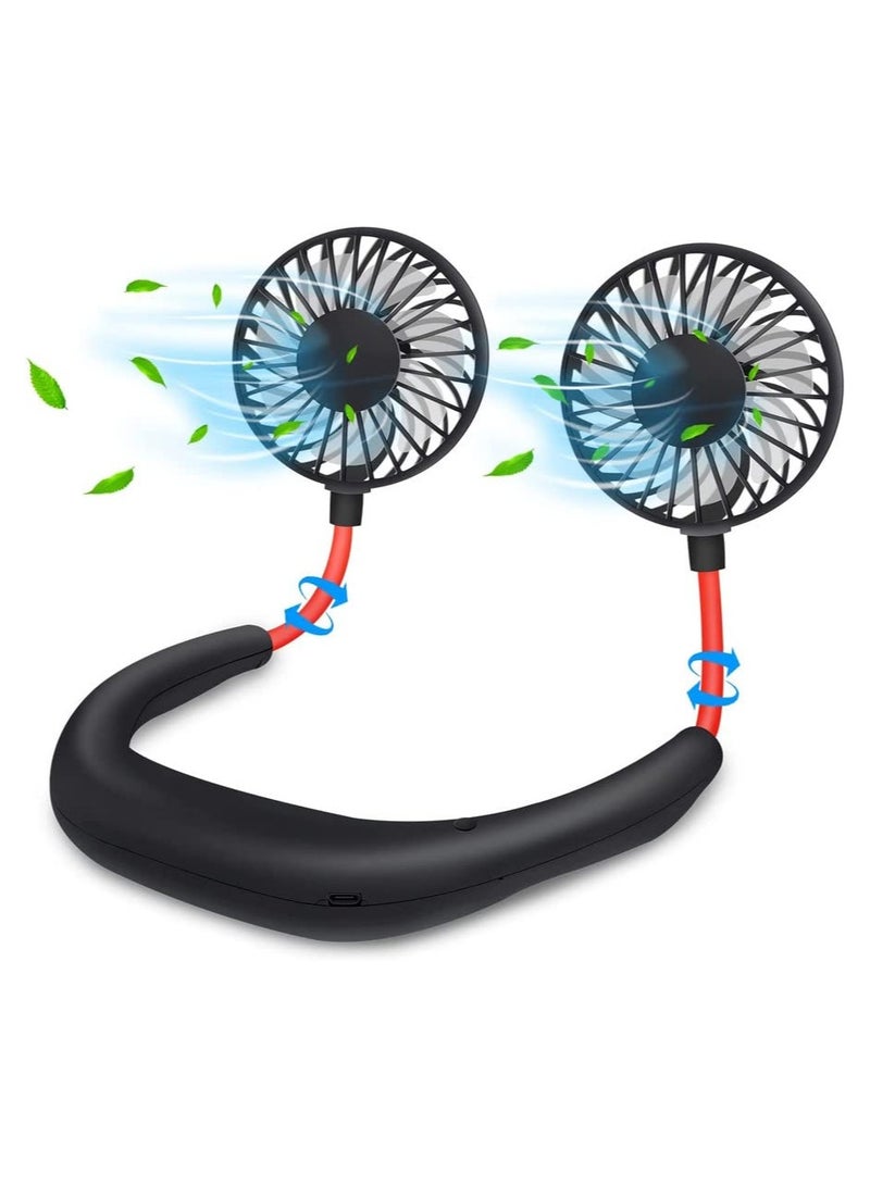Digital House Hand Free Personal Fan Mini Portable USB Rechargeable Fan With 3 Speed Adjustable 360 Degree Free Rotation Perfect For Traveling Sports Office Room Headphone Design Neckband Wearable - Image 1