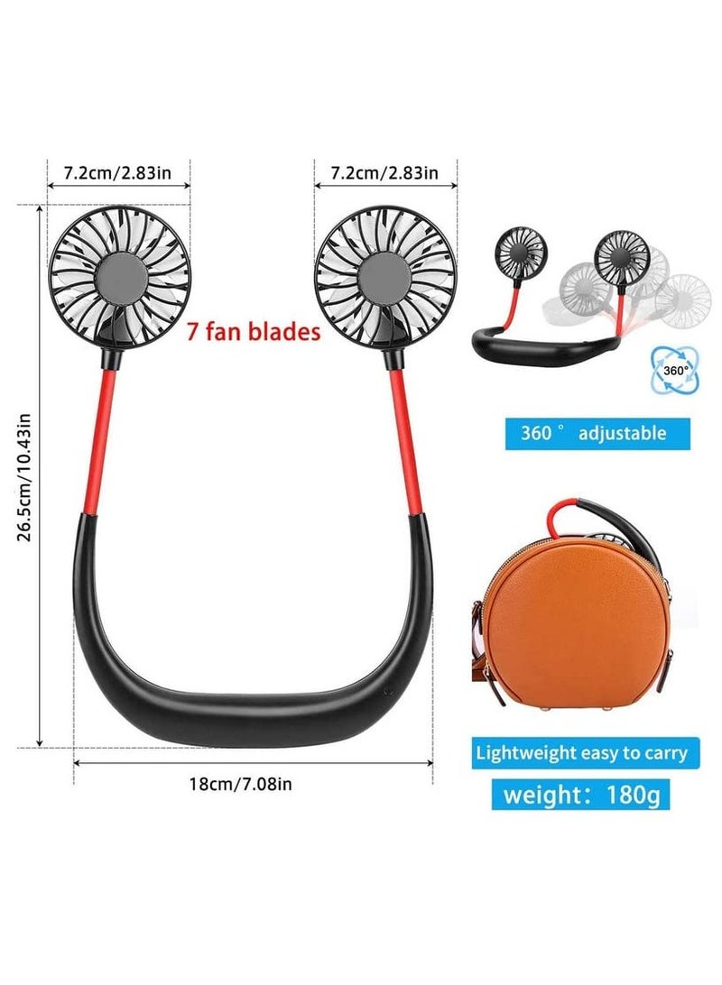 Digital House Hand Free Personal Fan Mini Portable USB Rechargeable Fan With 3 Speed Adjustable 360 Degree Free Rotation Perfect For Traveling Sports Office Room Headphone Design Neckband Wearable - Image 4