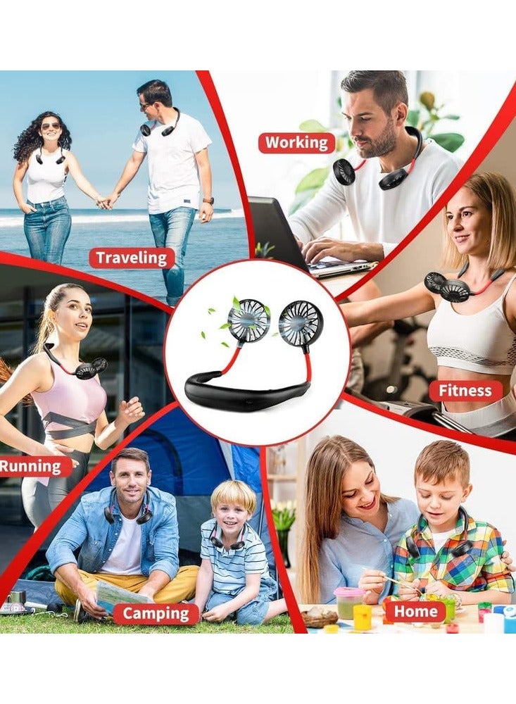 Digital House Hand Free Personal Fan Mini Portable USB Rechargeable Fan With 3 Speed Adjustable 360 Degree Free Rotation Perfect For Traveling Sports Office Room Headphone Design Neckband Wearable - Image 2