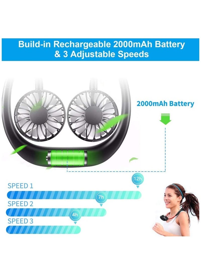 Digital House Hand Free Personal Fan Mini Portable USB Rechargeable Fan With 3 Speed Adjustable 360 Degree Free Rotation Perfect For Traveling Sports Office Room Headphone Design Neckband Wearable - Image 3