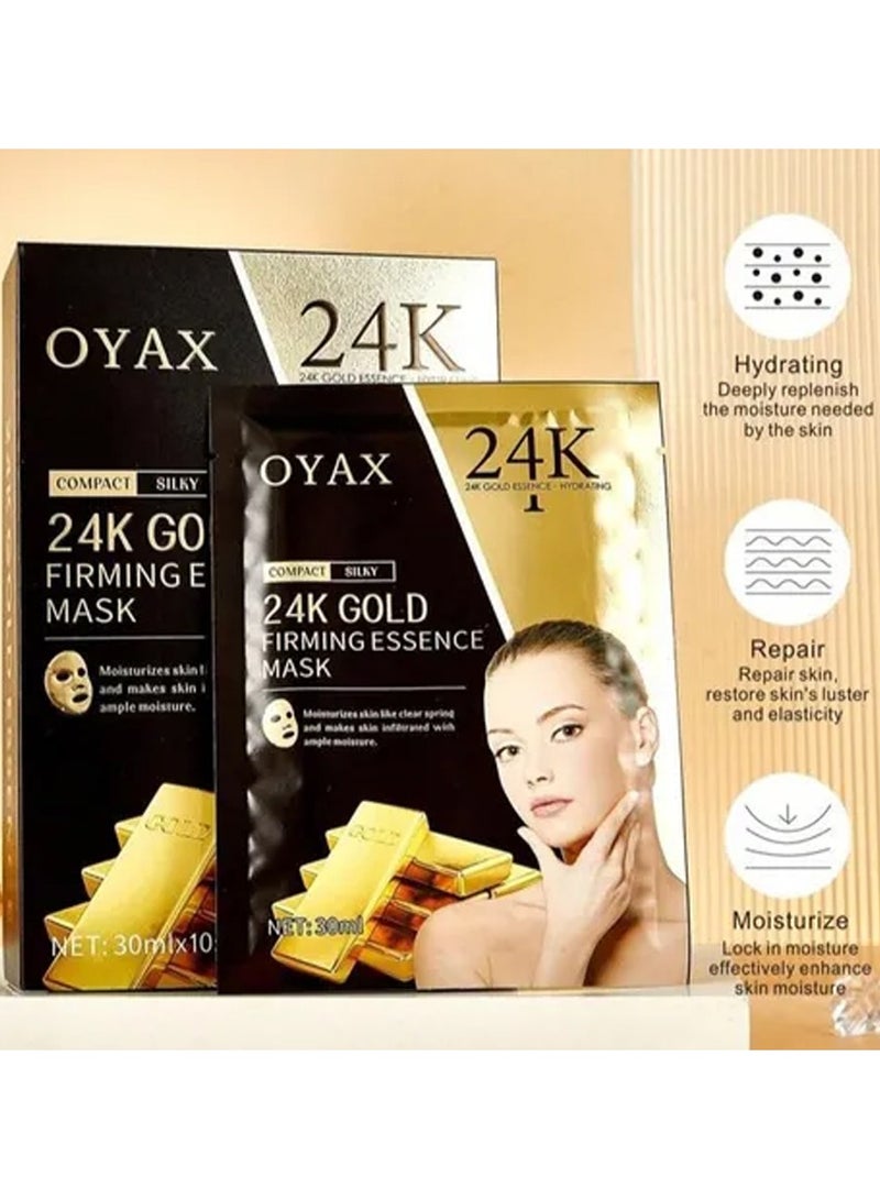 OYAX 24K Gold Firming Face Mask- Anti Aging, Hydrating, Toning & Firming Facial Mask - Helps Reduce Wrinkles & Fine Lines - With Hyaluronic Acid & Collagen  - Image 2