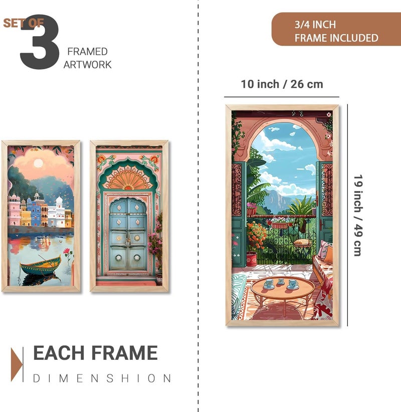 walllane Painting for Home Decoration |Traditional Indian Art Pichwai Wall Décor Paintings | Traditional Indian Art Pichwai Wall Décor Paintings Set of 3 (10X19 INCH, C) - Image 2