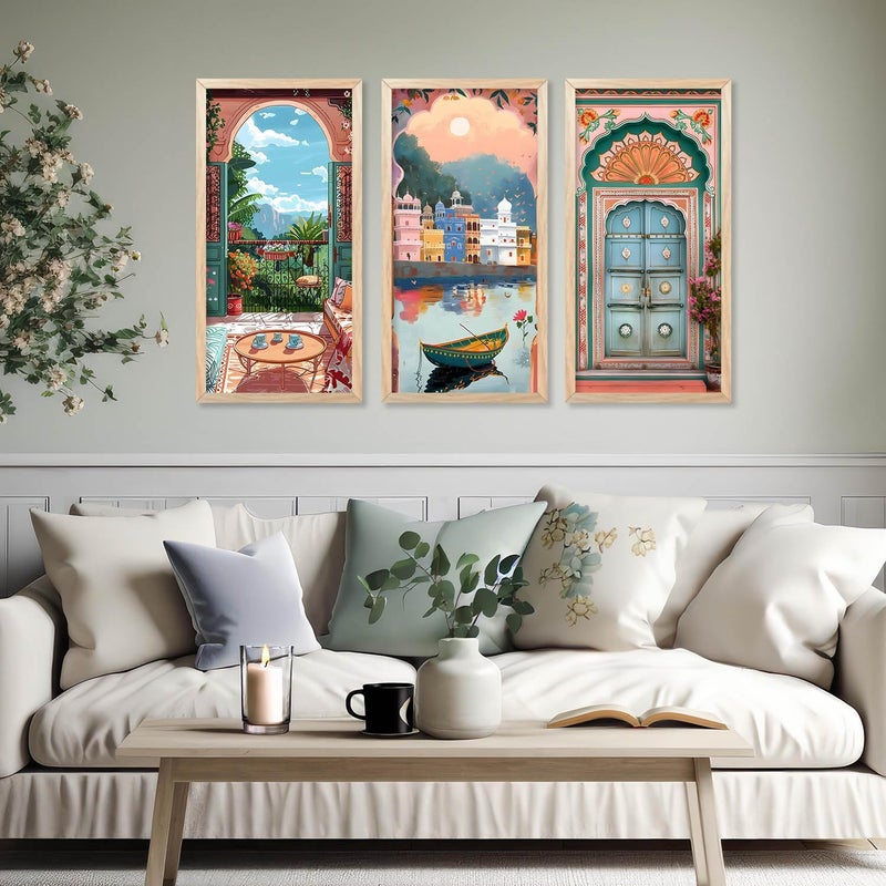 walllane Painting for Home Decoration |Traditional Indian Art Pichwai Wall Décor Paintings | Traditional Indian Art Pichwai Wall Décor Paintings Set of 3 (10X19 INCH, C) - Image 4