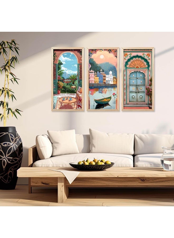 walllane Painting for Home Decoration |Traditional Indian Art Pichwai Wall Décor Paintings | Traditional Indian Art Pichwai Wall Décor Paintings Set of 3 (10X19 INCH, C) - Image 3