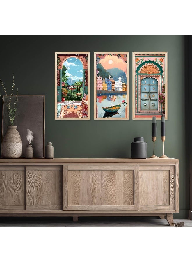 walllane Painting for Home Decoration |Traditional Indian Art Pichwai Wall Décor Paintings | Traditional Indian Art Pichwai Wall Décor Paintings Set of 3 (10X19 INCH, C) - Image 5