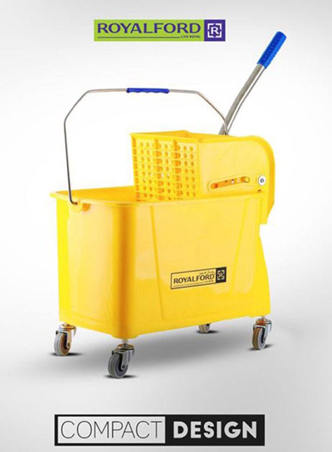 Royalford Royalbright Professional Mop Wringer Trolley 24L 360掳 Rotating Wheels46.5X27.528.5Cm Pp Body With Ss Handle Multicolor Yellow 24Liters - Image 5