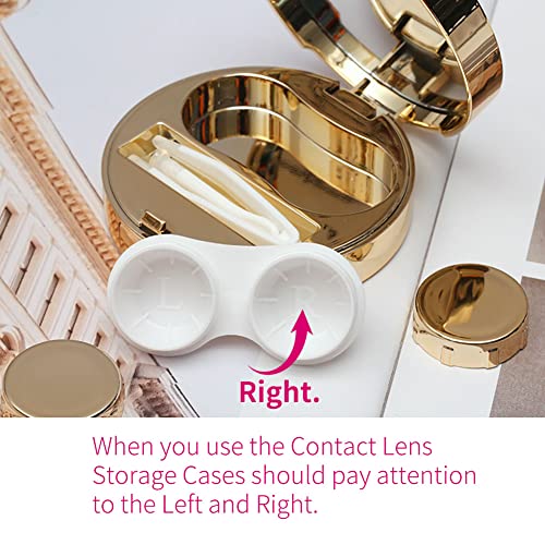 ofone Contact Lens Case, Leopard Pattern Contact Lenses Travel Cases with Remover Tool Tweezers Mirror Contacts Storage Box Kit for Women & Girls (Pink) - Image 4