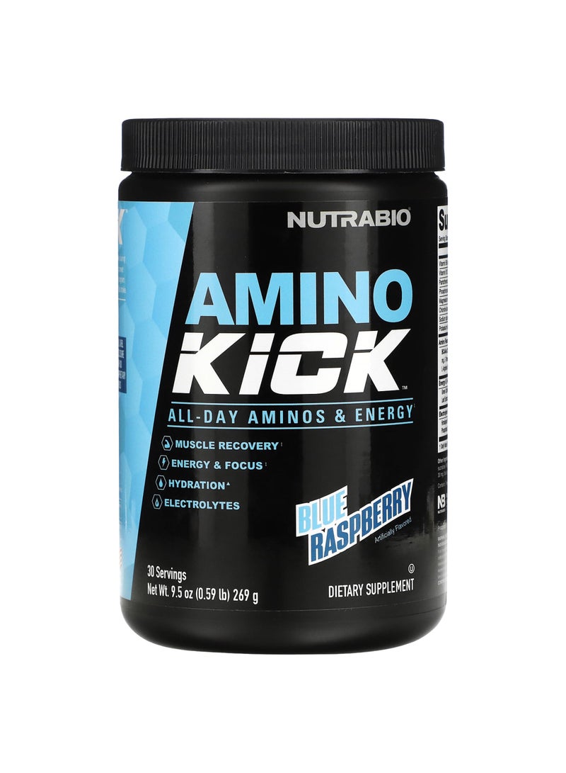 NutraBio Amino Kick, Blue Raspberry, 0.59 lb (269 g)