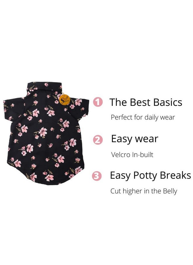 Sage Square Crazy Printed Dog Shirt, Trending Dog Shirt, Ultra Soft & Light Weight, Comfortable & Breathable Dog Apparel, Trendy Outfit (Medium - 18 Inch) (Black Flower Print)  - Image 5