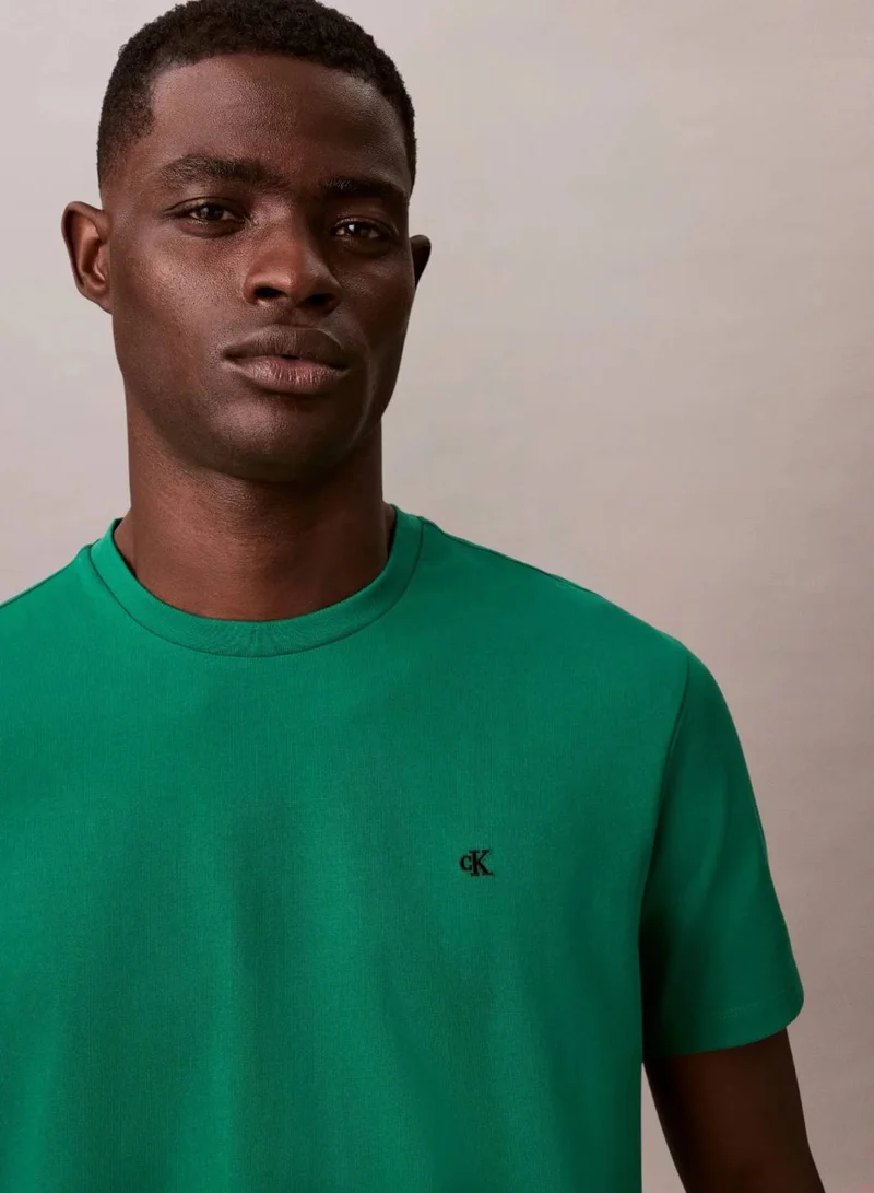 Calvin Klein Jeans Deco Green Monogram Logo Cotton T-Shirt for Men | Best Price UAE