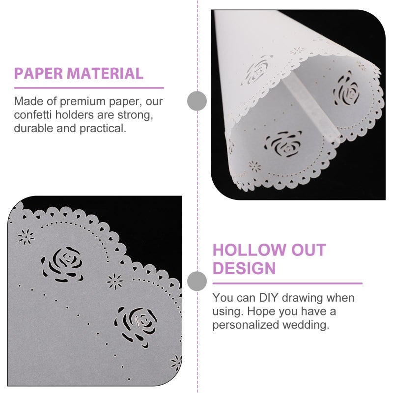Hollow Paper Confetti Holders Petal Cones 20PCS for Wedding Party Decoration - Image 5