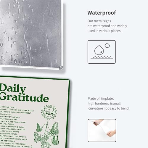 Fmcmly Daily Gratitude Inspirational Metal Tin Sign Green Boho Room Aesthetic Decoration Home Kitchen Office Bedroom Cafes Wall Decor 8x12 Inch - Image 3