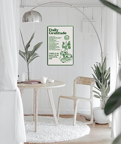 Fmcmly Daily Gratitude Inspirational Metal Tin Sign Green Boho Room Aesthetic Decoration Home Kitchen Office Bedroom Cafes Wall Decor 8x12 Inch - Image 5