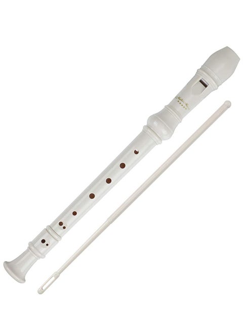 8-Hole Soprano Recorder Descant Flute Recorder 8 Hole ABS Clarinet Style Treble Flute C Key for Kids Children With Fingering Chart Instructions, Cleaning Rod, Plastic Bag, White