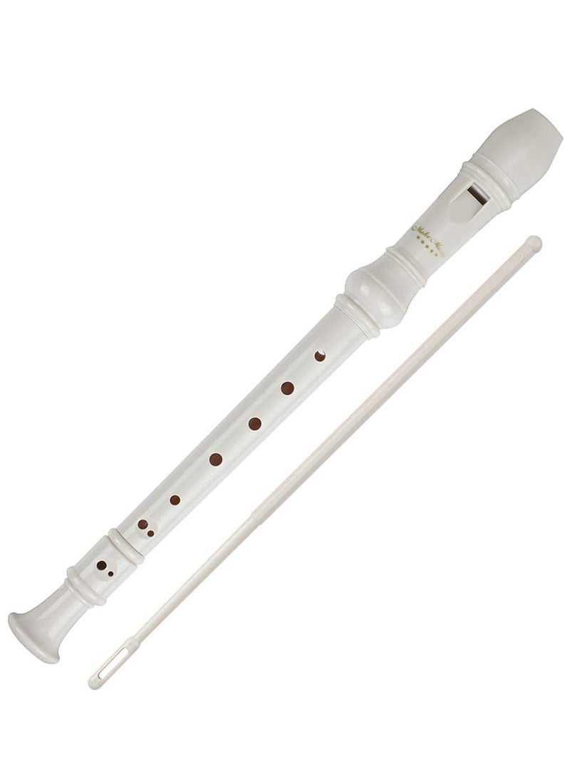 Mike Music 8-Hole Soprano Recorder Descant Flute Recorder 8 Hole ABS Clarinet Style Treble Flute C Key for Kids Children With Fingering Chart Instructions, Cleaning Rod, Plastic Bag, White  - Image 1
